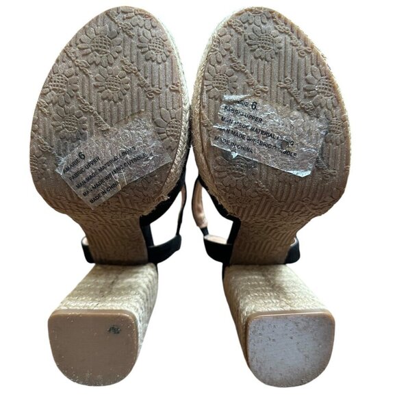 Yellow Box Amarie Black Suede Espadrille Block Heel Shoe Sandal‎ Size 6 - Picture 8 of 9